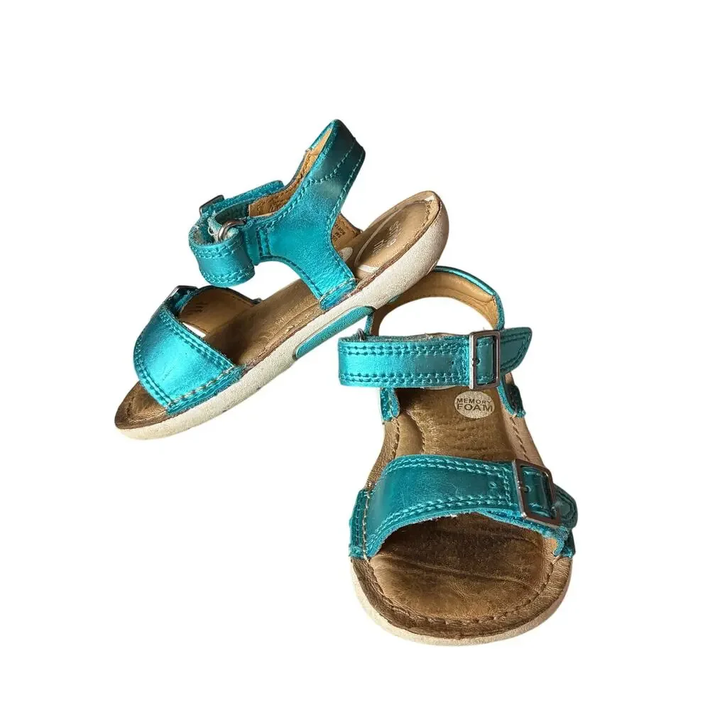 Stride Rite Kingsley Toddler Girls Sandals US 5M Aqua Shimmer Adjustable Strap
